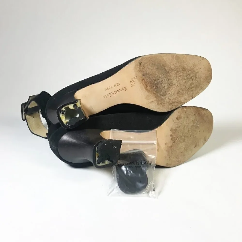 Black Suede Pumps w/Wide Ankle Strap, KC Size 8.5